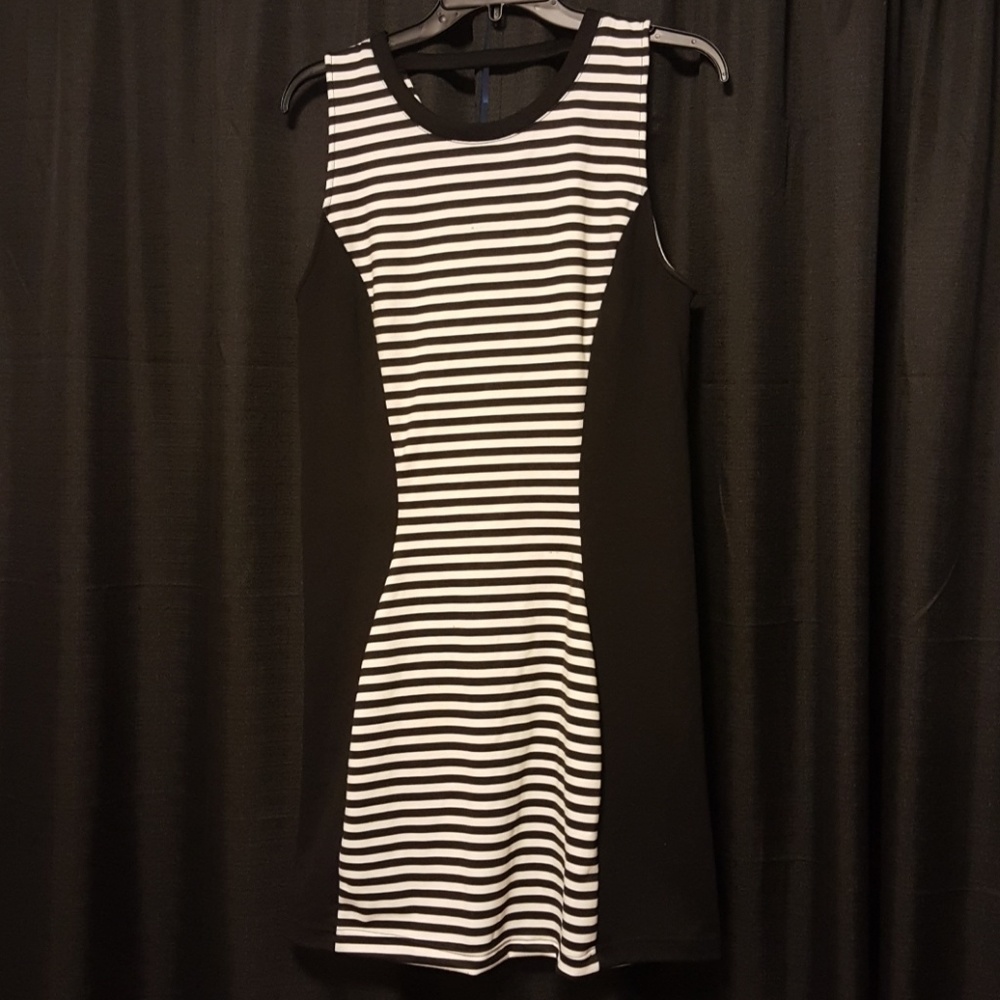 Black and white striped dress